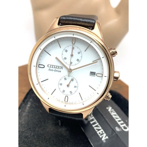 Citizen Women's Watch FB2003-05A Eco-Drive Chronograph White Dial Rose Gold 39mm - Picture 1 of 14